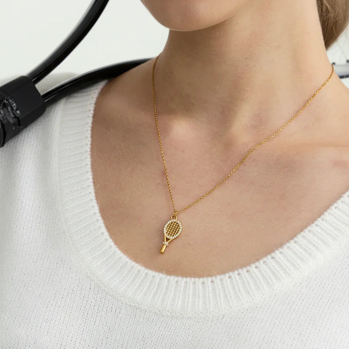 Gold-Plated Tennis Pendant Necklace for Women