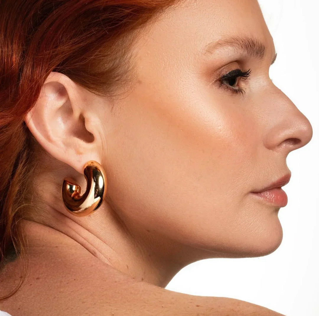 Gold-Plated Chunky Hoop Earrings