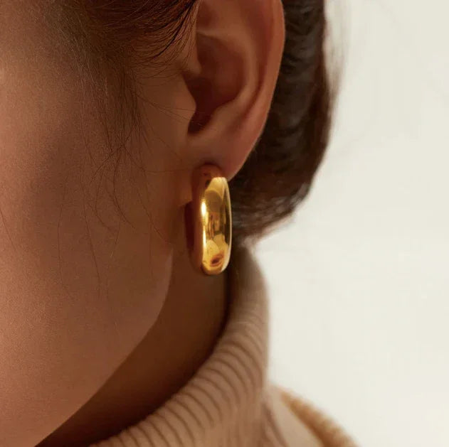 Gold-Plated Chunky Hoop Earrings