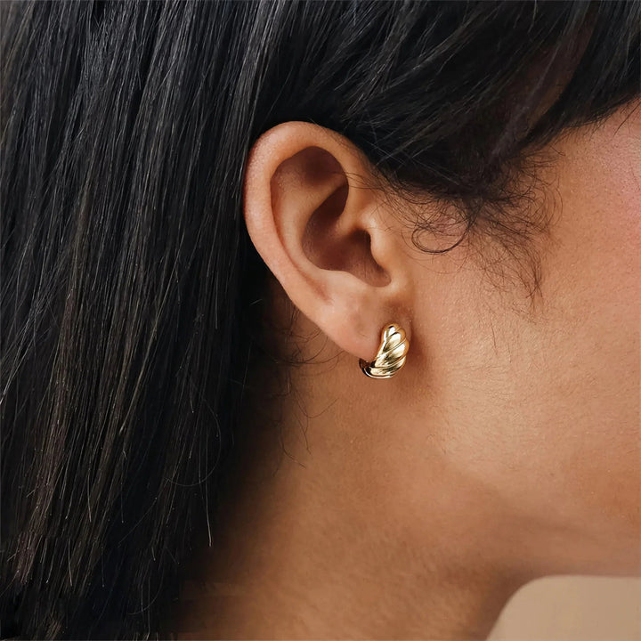 Gold-Plated Croissant Huggie Earrings for Women