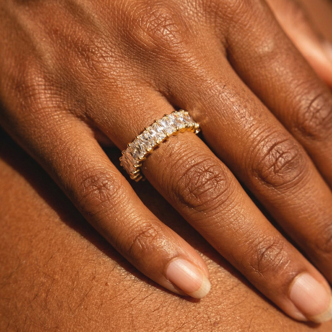Gold-Plated CZ Eternity Ring For Women