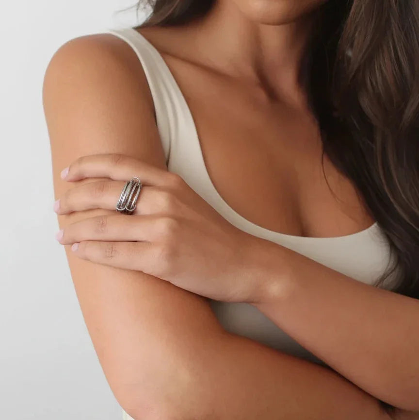 Silver-Plated CZ Stackable Ring Set