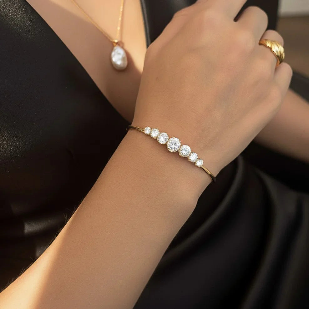 Gold-Plated CZ Bangle for Women