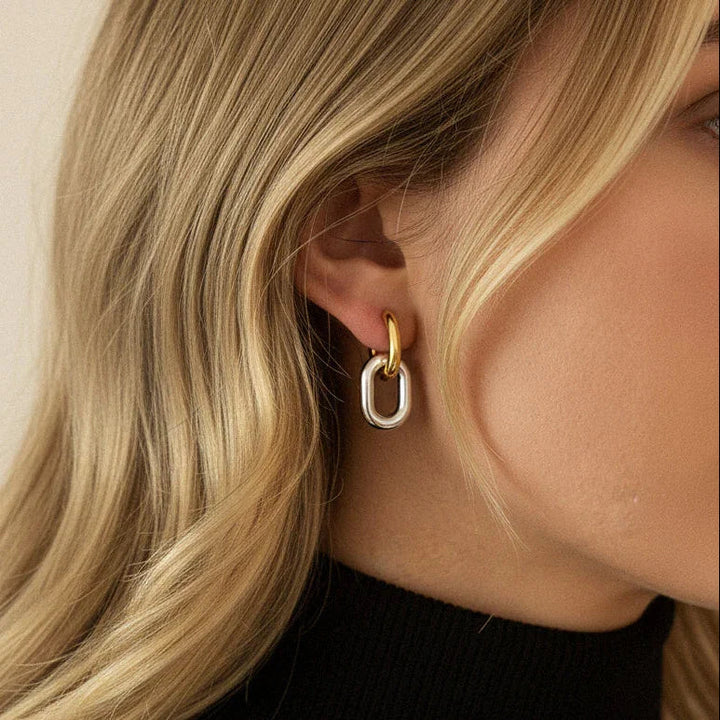 Gold Plated Two Tone Double Hoops