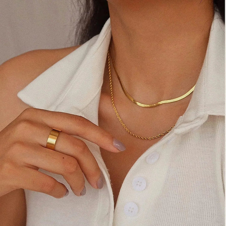 Gold-Plated Layered Chain Necklace for Women