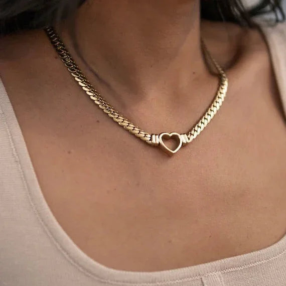 Gold-Plated Heart Choker Necklace