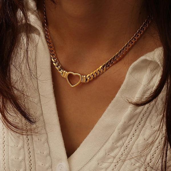 Gold-Plated Heart Choker Necklace
