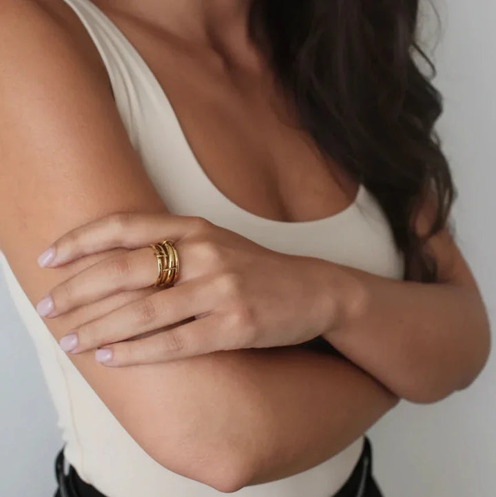 Gold-Plated CZ Stackable Ring Set