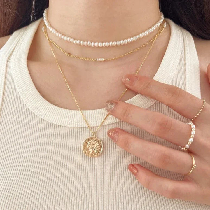 Gold-Plated Faux Pearl Beaded Ring