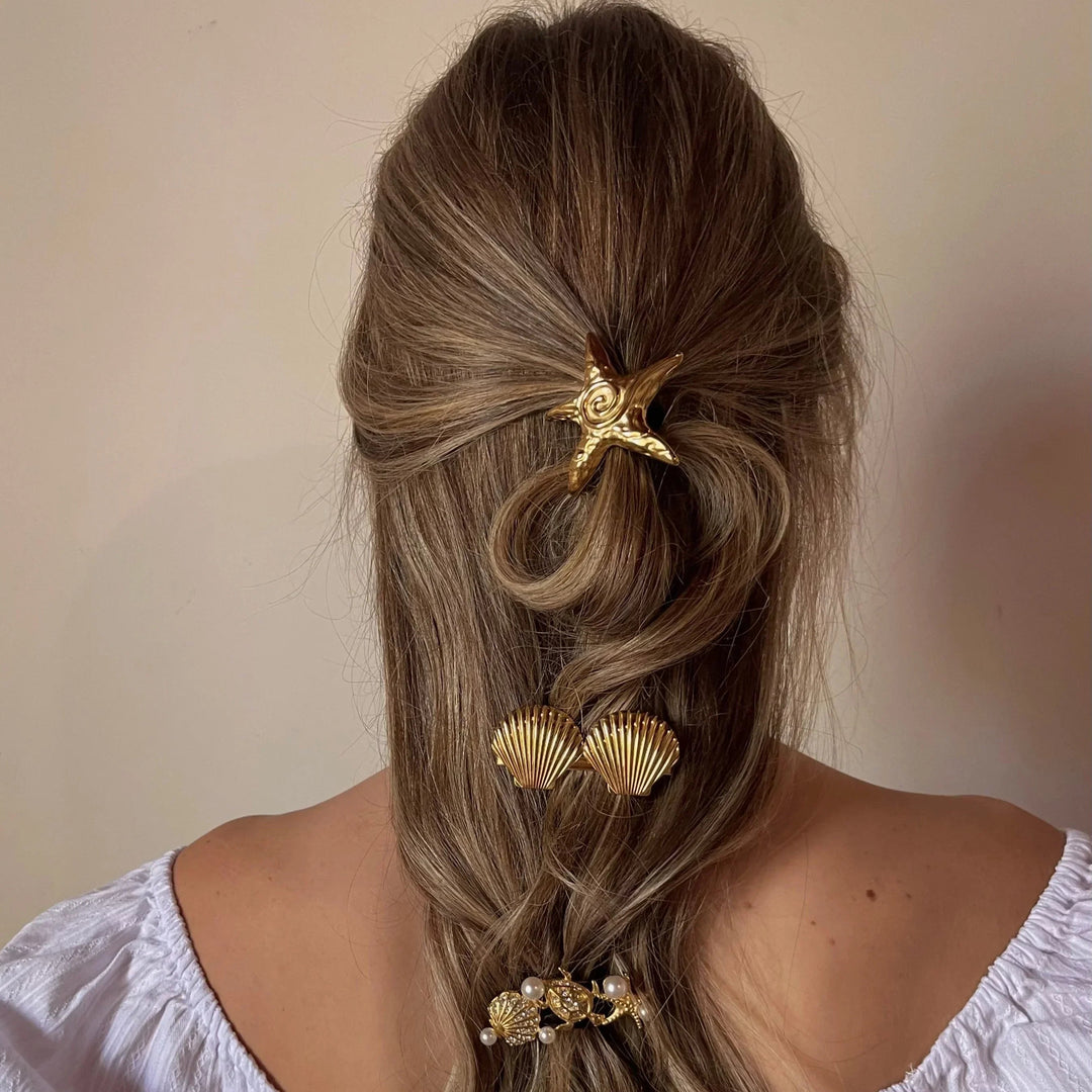 Gold-Plated Shell Hair Clip for Women