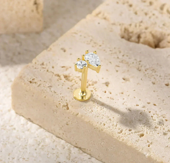 Gold-Plated Flat Back Diamond Stud Earrings