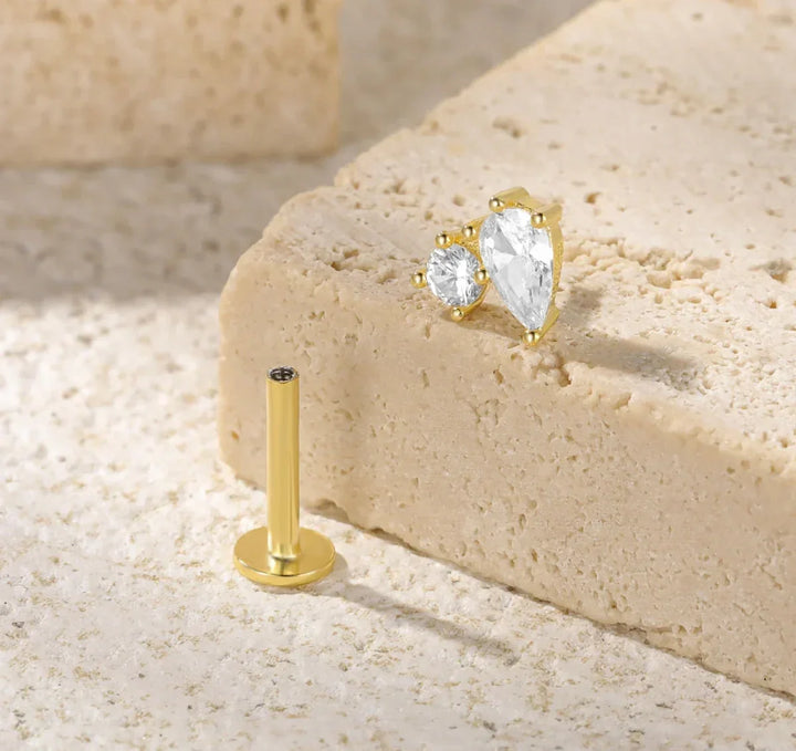 Gold-Plated Flat Back Diamond Stud Earrings