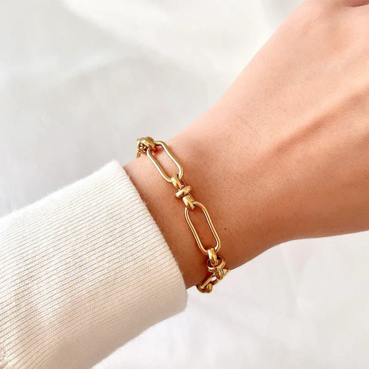 Gold-Plated Paperclip Chain Bracelet
