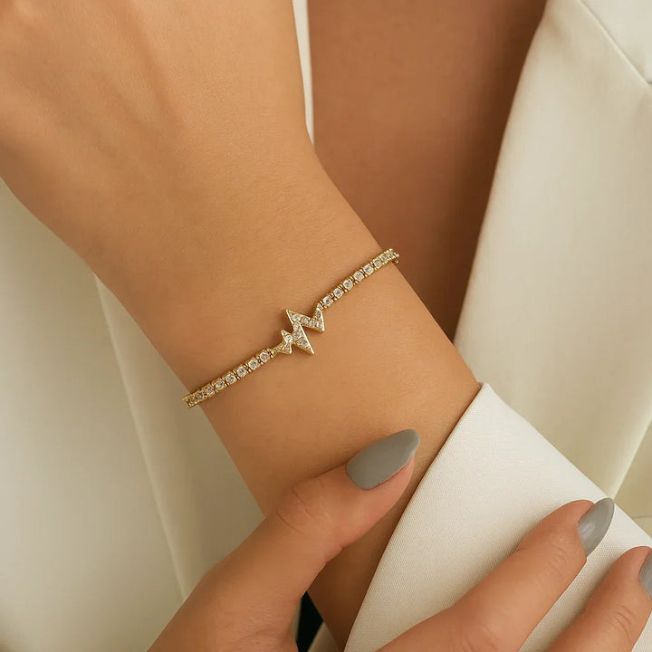 Gold-Plated CZ Pulse Bracelet for Women