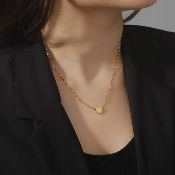 Gold-Plated Heart Initial Necklace