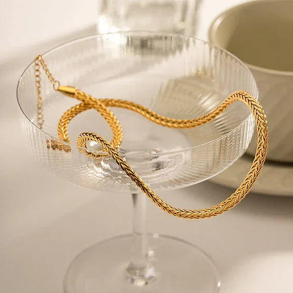 Gold-Plated Snake Chain Bracelet with Textured Finish