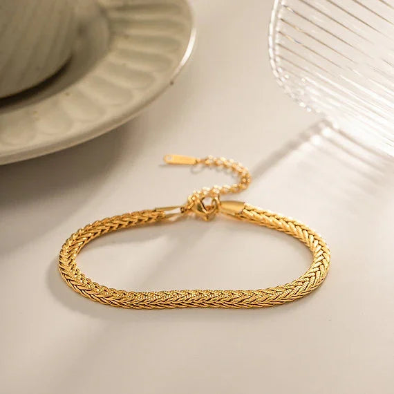 Gold-Plated Snake Chain Bracelet with Textured Finish