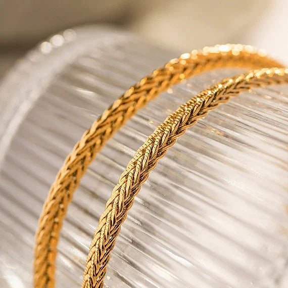 Gold-Plated Snake Chain Bracelet with Textured Finish