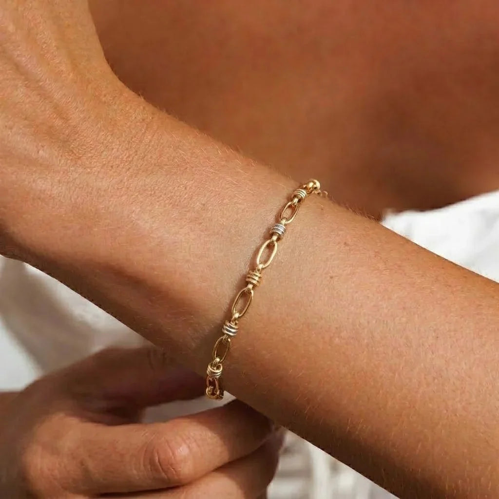 Gold-Plated Silver-Tone Chain Bracelet for Women