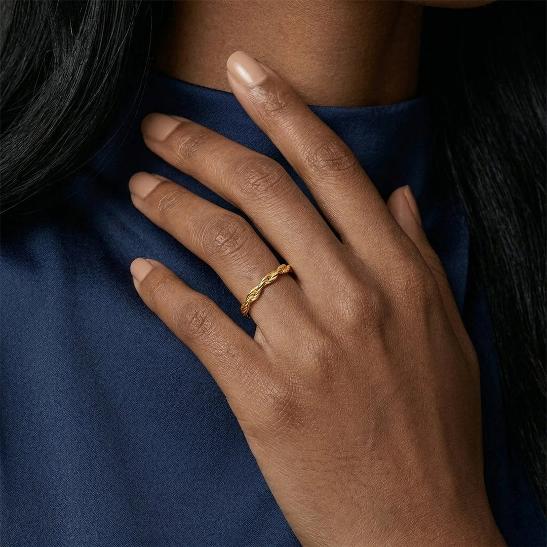 Gold-Plated Twisted Ring For Women