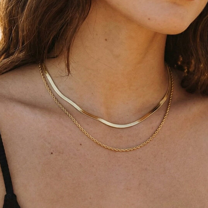 Gold-Plated Layered Chain Necklace for Women