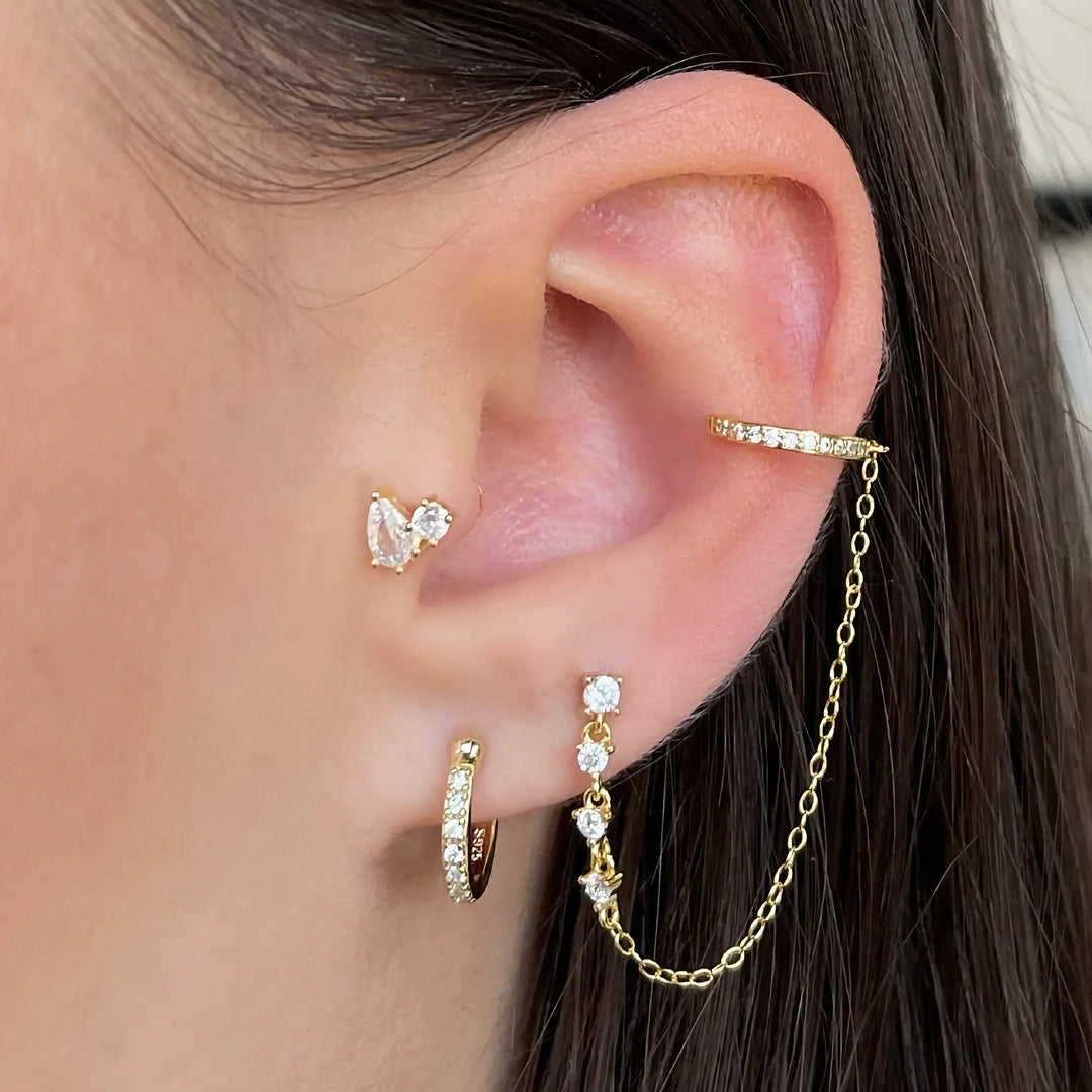 Gold-Plated Flat Back Diamond Stud Earrings