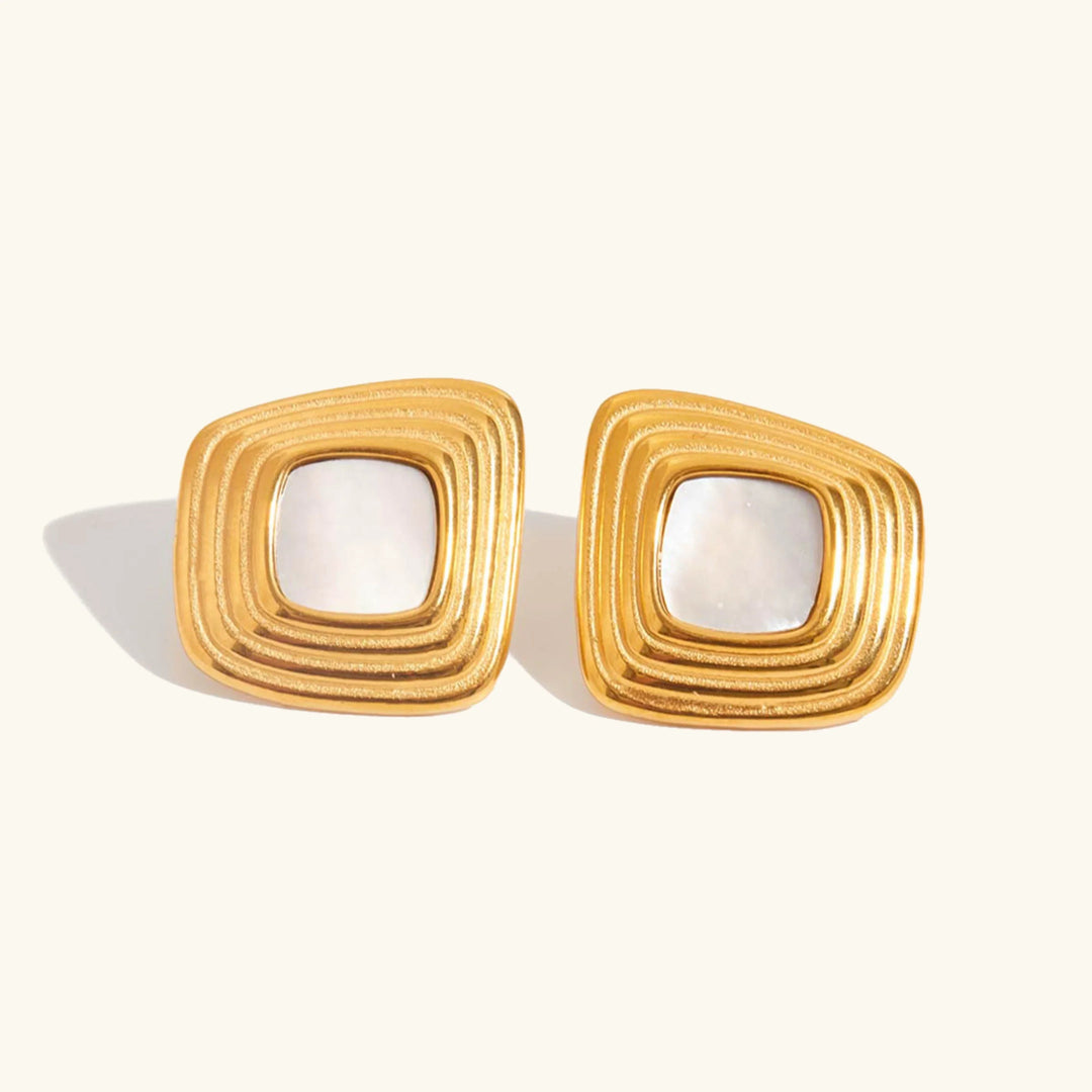 Gold-Plated Geometric Stud Earrings for Women