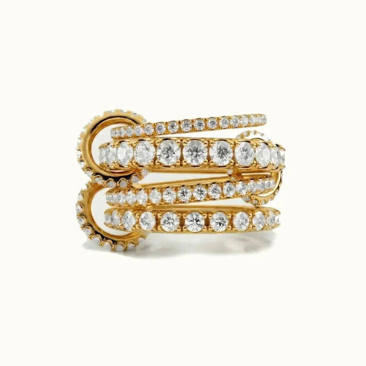 Silver-Plated Cubic Zirconia Multi-Band Ring for Women