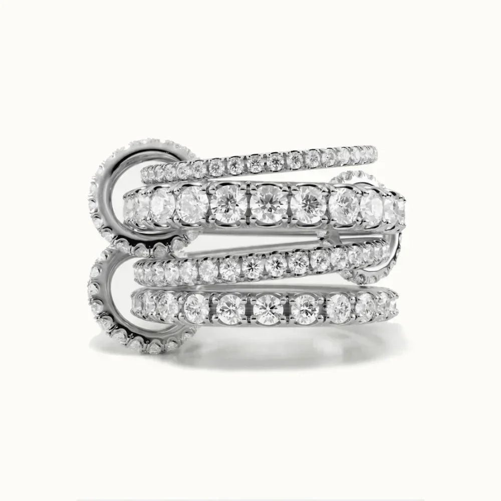 Silver-Plated Cubic Zirconia Multi-Band Ring for Women
