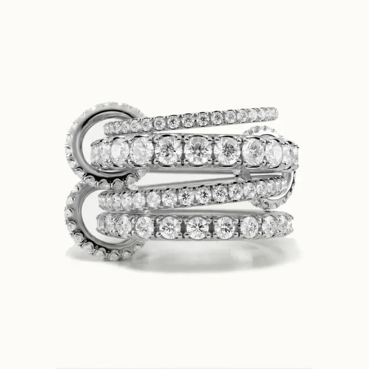Silver-Plated Cubic Zirconia Multi-Band Ring for Women