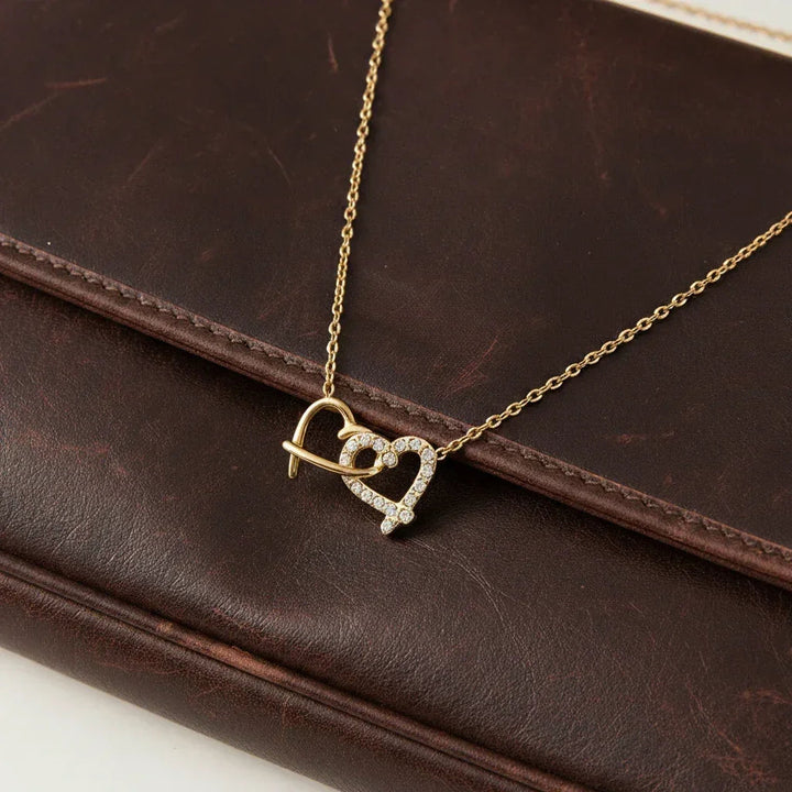 Gold-Plated Cubic Zirconia Heart Pendant Necklace for Women
