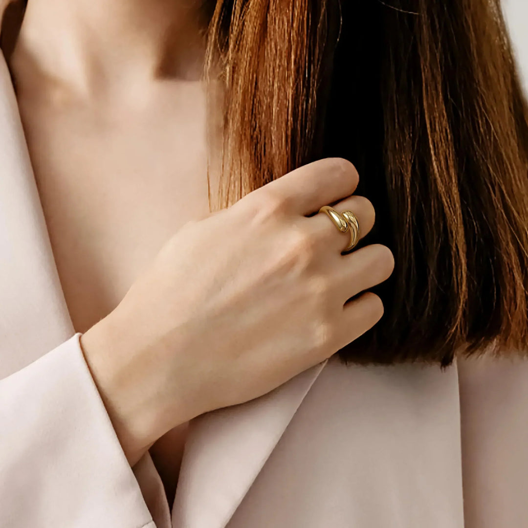 Gold-Plated Statement Adjustable Dome Ring for Women