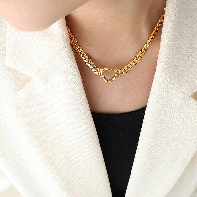 Gold-Plated Heart Choker Necklace