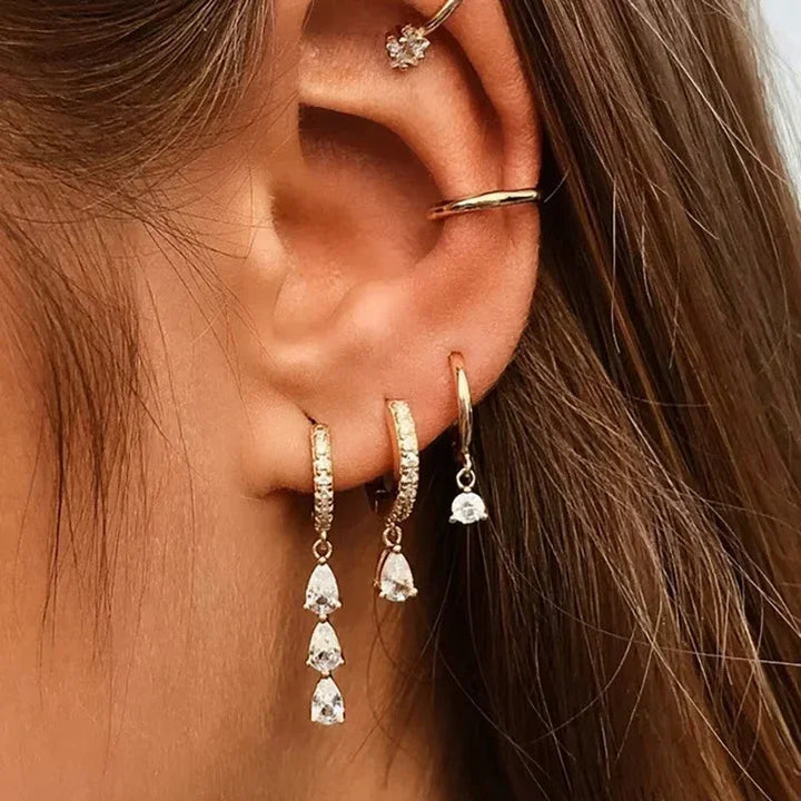 Gold-Plated CZ Huggie Earrings for Women