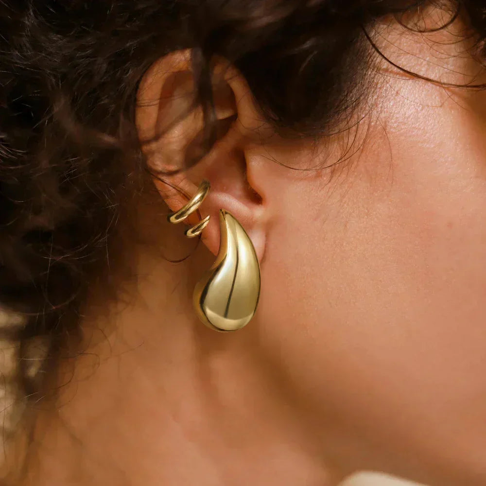 Gold-Plated Teardrop Earrings For Women