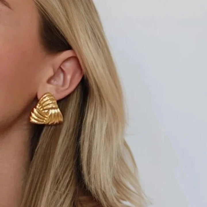 Gold-Plated Triangular Earrings with Sleek and Sophisticated Look