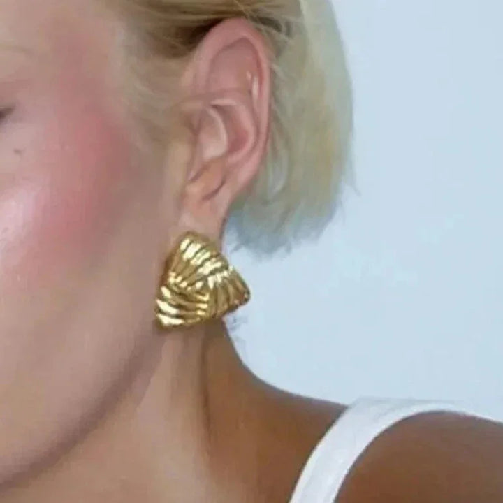 Gold-Plated Triangular Earrings with Sleek and Sophisticated Look