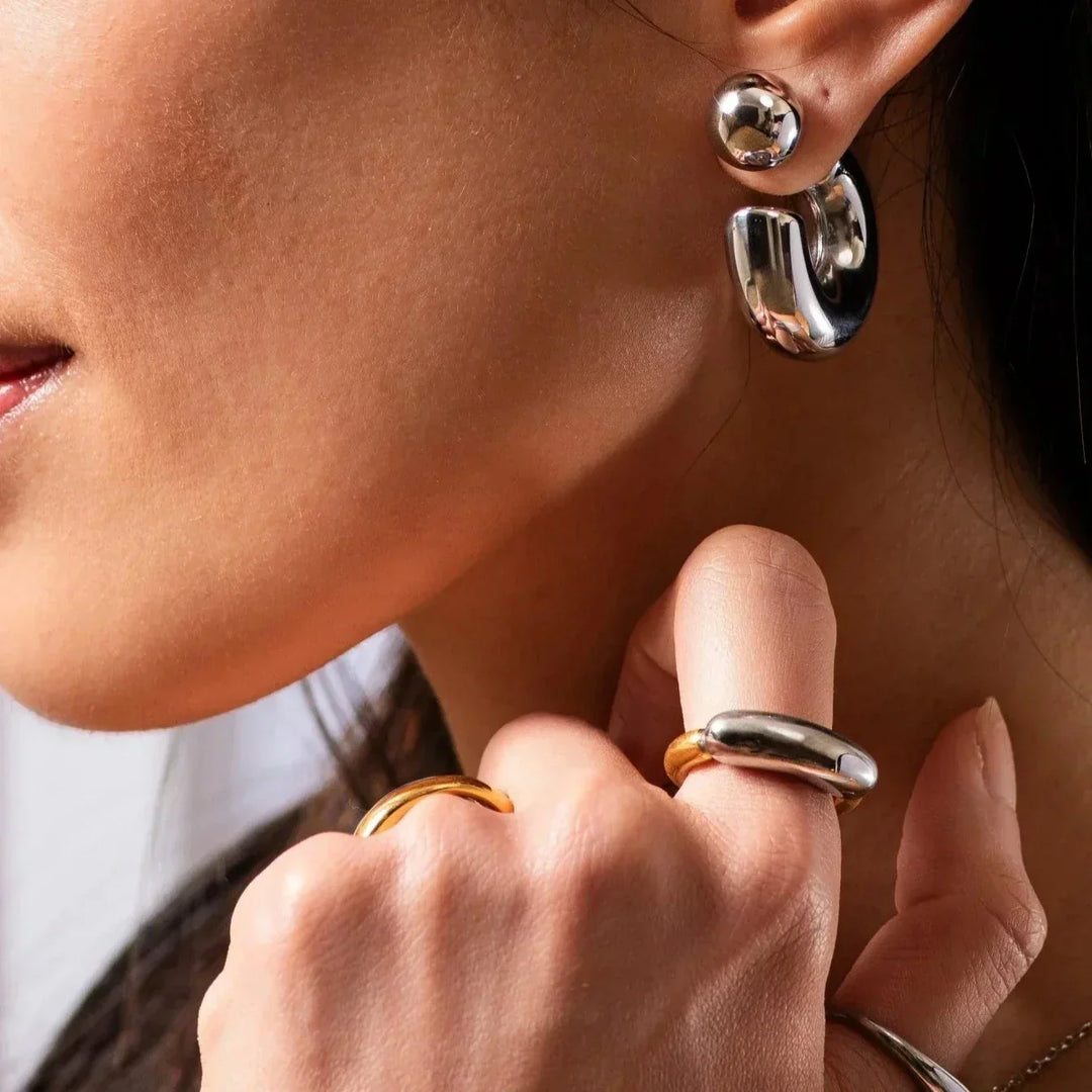 Two-Tone Gold-Plated Adjustable Ring For Women