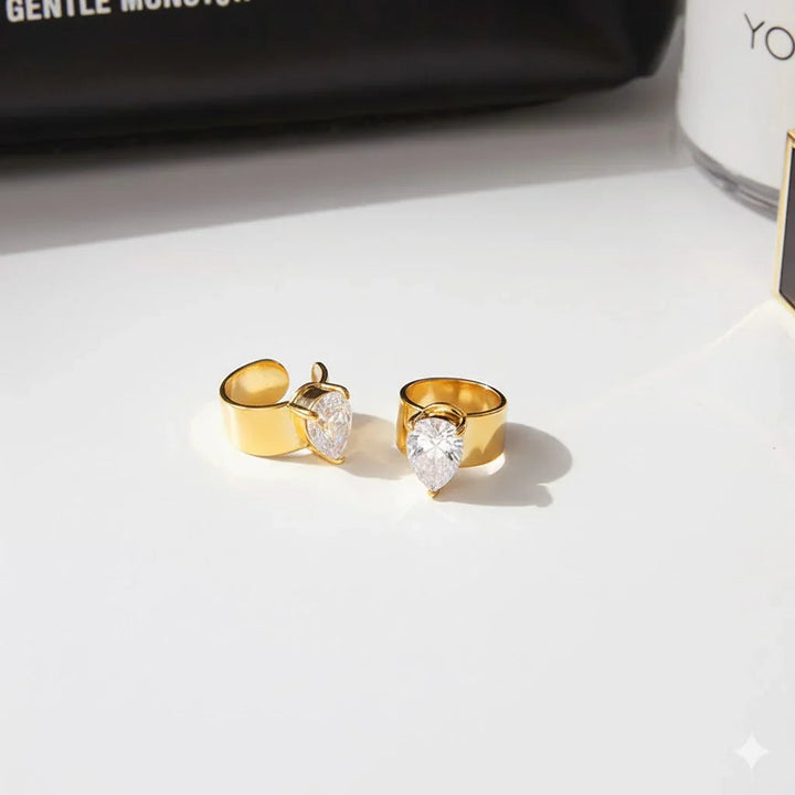 Gold-Plated Cubic Zirconia Drop Earrings Set for Women