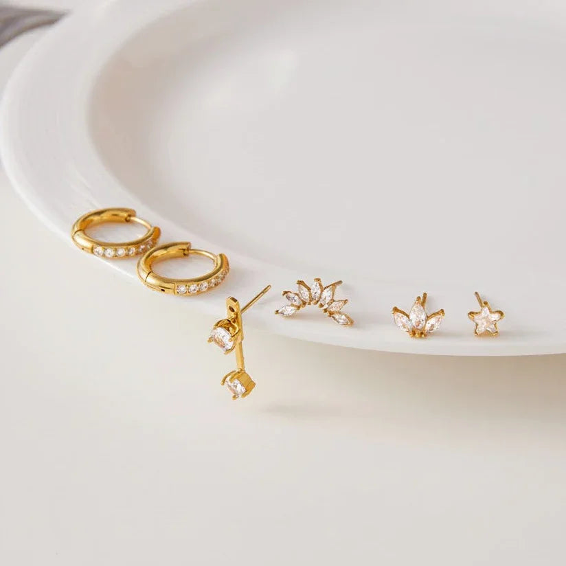 Gold Plated Diamond Earrings Bundle