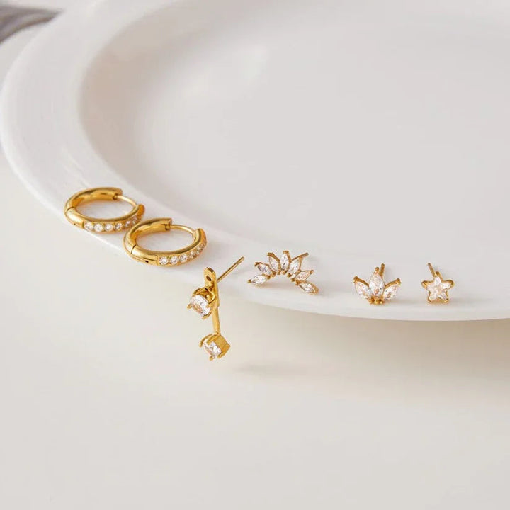 Gold Plated Diamond Earrings Bundle