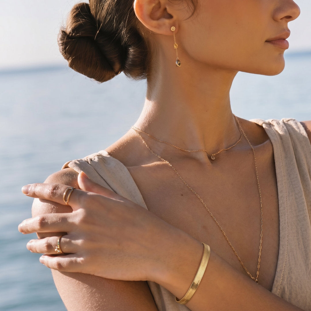Gold-Plated Flat Chain Bracelet for Women