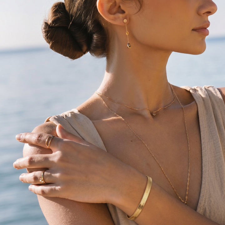 Gold-Plated Flat Chain Bracelet for Women