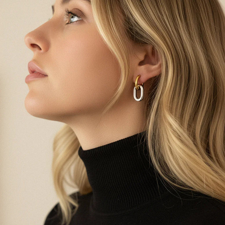 Gold Plated Two Tone Double Hoops